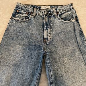 Abercrombie 90’s high rise acid blue jeans